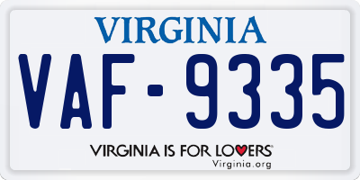 VA license plate VAF9335
