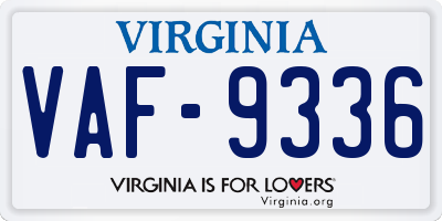 VA license plate VAF9336