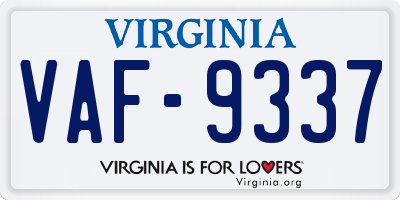 VA license plate VAF9337