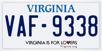 VA license plate VAF9338