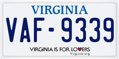 VA license plate VAF9339