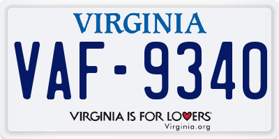 VA license plate VAF9340