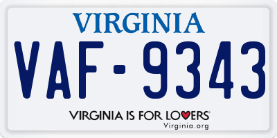 VA license plate VAF9343