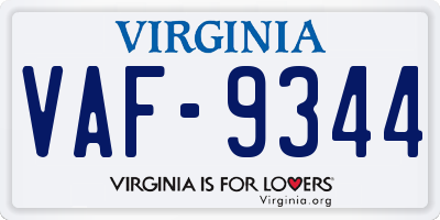 VA license plate VAF9344