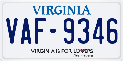 VA license plate VAF9346