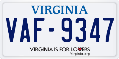 VA license plate VAF9347