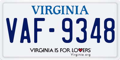 VA license plate VAF9348