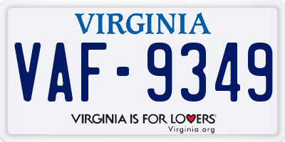 VA license plate VAF9349