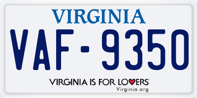 VA license plate VAF9350