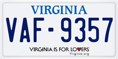 VA license plate VAF9357
