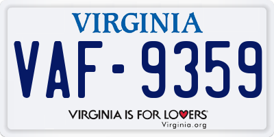 VA license plate VAF9359