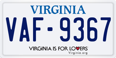 VA license plate VAF9367