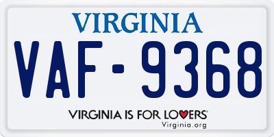 VA license plate VAF9368