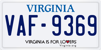 VA license plate VAF9369