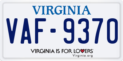 VA license plate VAF9370