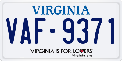 VA license plate VAF9371