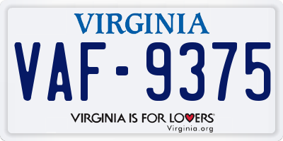 VA license plate VAF9375