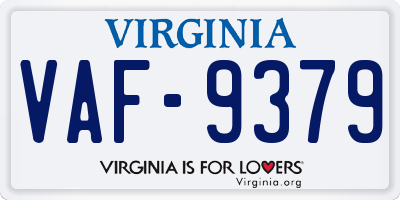 VA license plate VAF9379