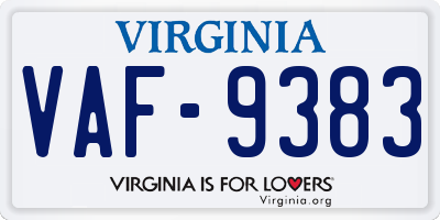 VA license plate VAF9383