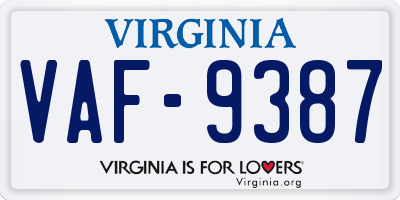 VA license plate VAF9387