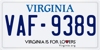 VA license plate VAF9389