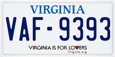 VA license plate VAF9393