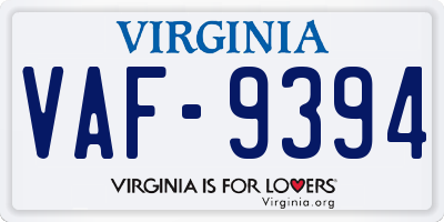 VA license plate VAF9394