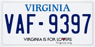 VA license plate VAF9397