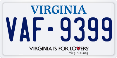 VA license plate VAF9399