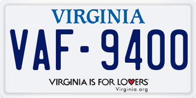 VA license plate VAF9400
