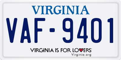 VA license plate VAF9401