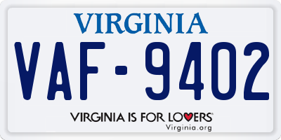 VA license plate VAF9402