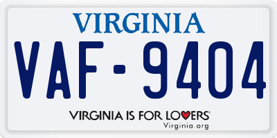 VA license plate VAF9404