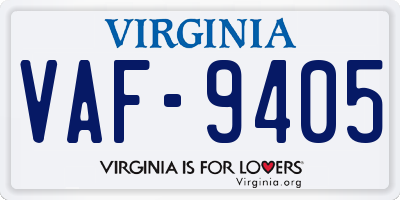 VA license plate VAF9405