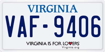 VA license plate VAF9406