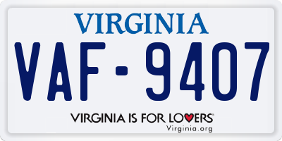 VA license plate VAF9407