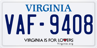 VA license plate VAF9408