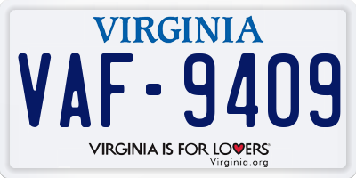 VA license plate VAF9409