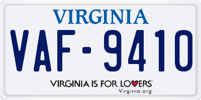 VA license plate VAF9410