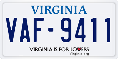 VA license plate VAF9411