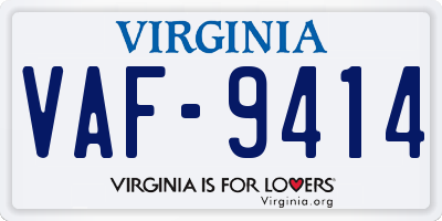 VA license plate VAF9414