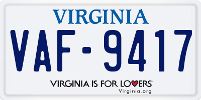 VA license plate VAF9417