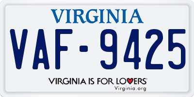 VA license plate VAF9425