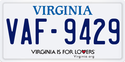 VA license plate VAF9429