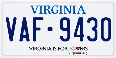 VA license plate VAF9430