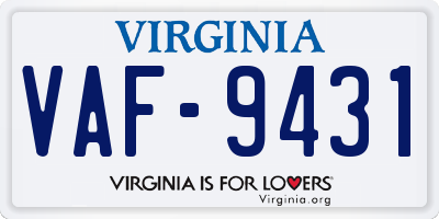 VA license plate VAF9431