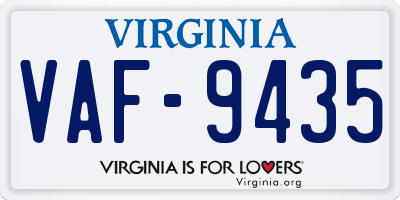 VA license plate VAF9435