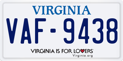 VA license plate VAF9438