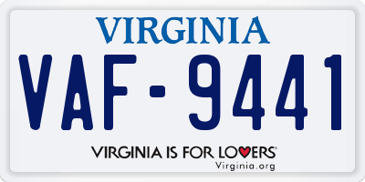 VA license plate VAF9441