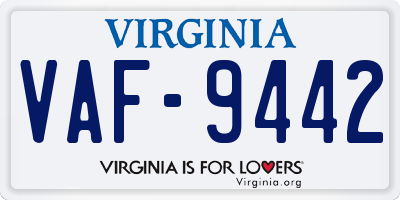VA license plate VAF9442